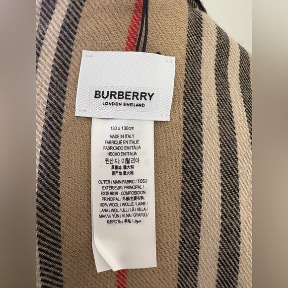 Burberry Black and Tan Icon Stripe Wool Reversible Cape - Picture 7 of 10